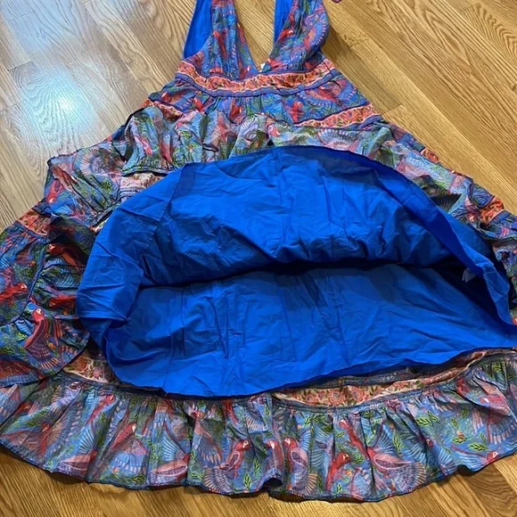 Farm Rio Size Small Blue Macaw Flight Midi Dress Tiered Size Medium NWT - Picture 12 of 16